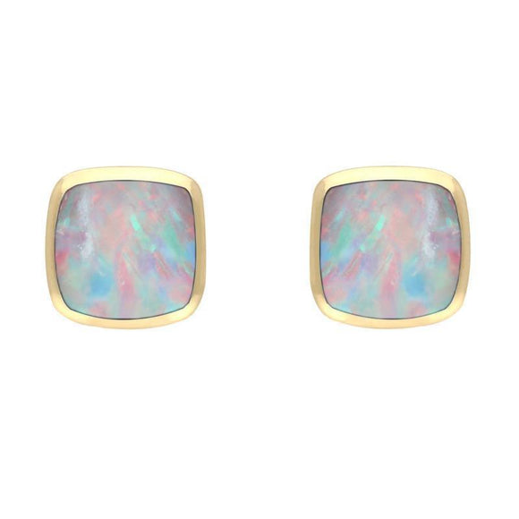 00067070  9ct Yellow Gold Opal Small Dinky Cushion Stud Earrings, E335