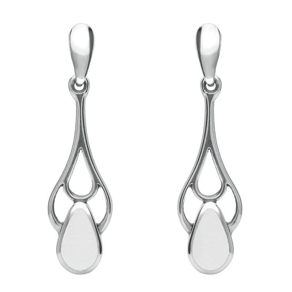 00076572 C W Sellors Sterling Silver  Bauxite Pear Spoon Drop Earrings, E139.