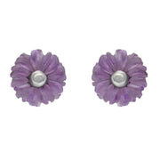 00125817 C W Sellors Sterling Silver Amethyst Tuberose Daisy Stud Earrings, E2160.