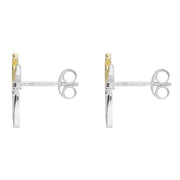 Sterling Silver Yellow Gold Reindeer Silhouette Earrings. E2228.