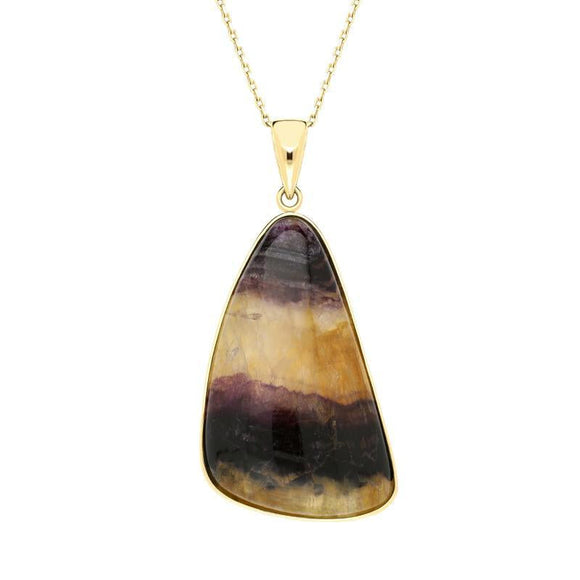 00145650 18ct Yellow Gold Blue John Unique Triangle Necklace, PUNQ0005546