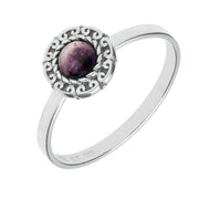 00148946 Sterling Silver Blue John Round Rope Curved Edge Ring, R740.