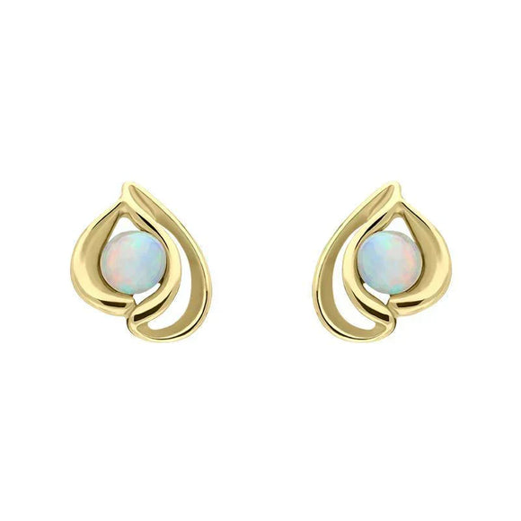 00152512 9ct Yellow Gold Opal Open Teardrop Stud Earrings E1907