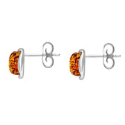 C W Sellors Sterling Silver Orange Amber Square Stud Earrings, E2500_C.