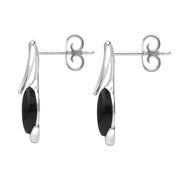 Sterling Silver Whitby Jet Pear Wave Top Drop Earrings E2502