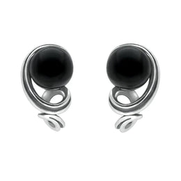 Sterling Silver Whitby Jet Round Twist Stud Earrings E2516