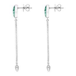 Sterling Silver Amazonite Lineaire Long Drop Stud Earrings. E2240.
