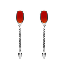 00181112 Sterling Silver Carnelian Lineaire Medium Drop Stud Earrings, E2241.