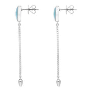 Sterling Silver Larimar Lineaire Long Drop Stud Earrings, E2240.