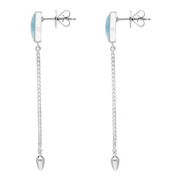 Sterling Silver Larimar Lineaire Long Drop Stud Earrings, E2240.
