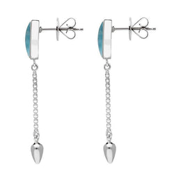 00181128 Sterling Silver Larimar Lineaire Medium Drop Stud Earrings, E2241.