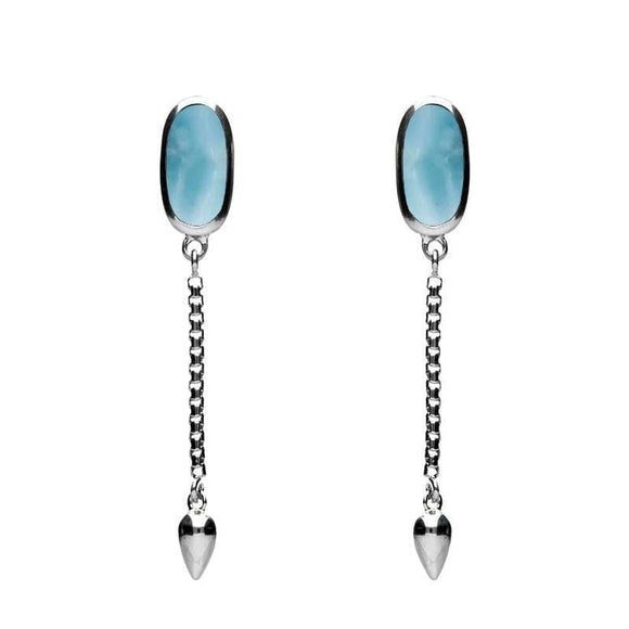 00181128 Sterling Silver Larimar Lineaire Medium Drop Stud Earrings, E2241.