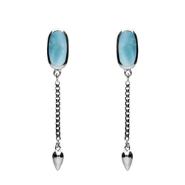 00181128 Sterling Silver Larimar Lineaire Medium Drop Stud Earrings, E2241.