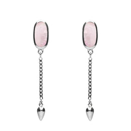00181134  Sterling Silver Pink Mother of Pearl Lineaire Medium Drop Stud Earrings, E2241.