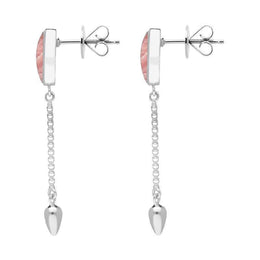00181144 Sterling Silver Rhodochrosite Lineaire Medium Drop Stud Earrings, E2241.