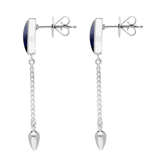 00181148 Sterling Silver Sodalite Lineaire Medium Drop Stud Earrings, E2241.