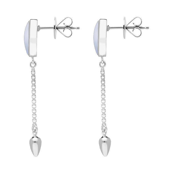 0018114 Sterling Silver Chalcedony Lineaire Medium Drop Stud Earrings, E2241.