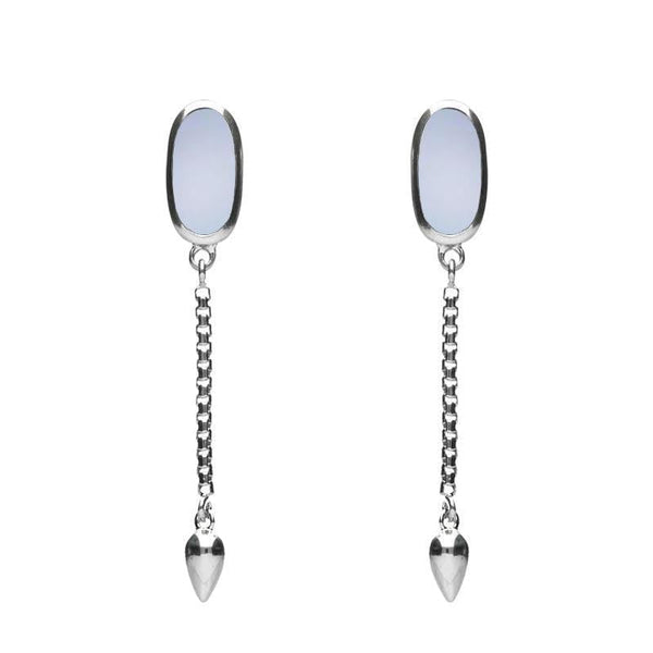 0018114 Sterling Silver Chalcedony Lineaire Medium Drop Stud Earrings, E2241.