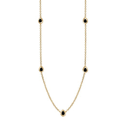 18ct Yellow Gold Whitby Jet Cross Link Disc Chain Necklace