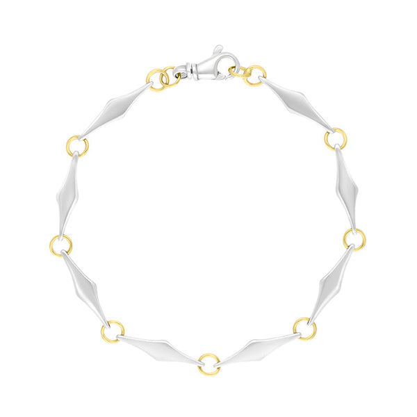 18 Yellow Gold Sterling Silver Rhombus Handmade Bracelet C031BR