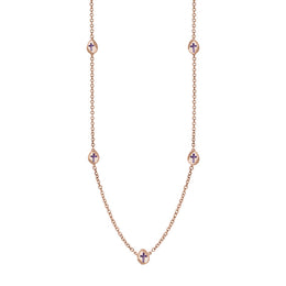 18ct Rose Gold Blue John Cross Link Disc Chain Necklace