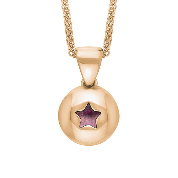 18ct Rose Gold Blue John Star Disc Necklace, P3644.