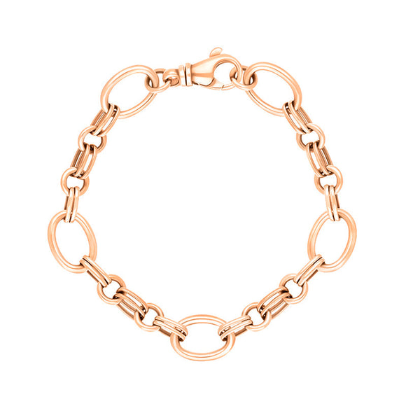 18ct Rose Gold Double Link Handmade Bracelet C057BR