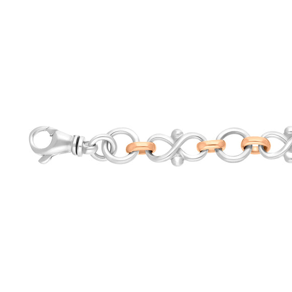 18ct Rose Gold Sterling Silver Infinity Link Handmade Bracelet
