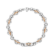 18ct Rose Gold Sterling Silver Multi Link Cable Chain Bracelet