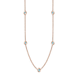 18ct Rose Gold Turquoise Cross Link Disc Chain Necklace