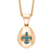 18ct Rose Gold Turquoise Fleur De Lis Pear Shape Necklace, P3645.