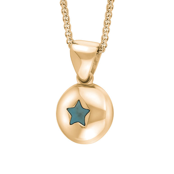 18ct Rose Gold Turquoise Star Disc Necklace
