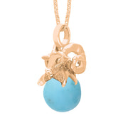 18ct Rose Gold Turquoise Zodiac Aries 10mm Bead Pendant, P3620.