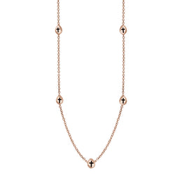 18ct Rose Gold Whitby Jet Cross Link Disc Chain Necklace
