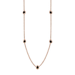 18ct Rose Gold Whitby Jet Cross Link Disc Chain Necklace
