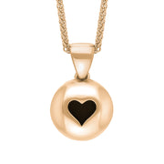 18ct Rose Gold Whitby Jet Heart Disc Necklace