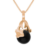18ct Rose Gold Whitby Jet Zodiac Pisces 10mm Bead Pendant, P3627.