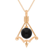18ct Rose Gold Whitby Jet Zodiac Sagittarius 10mm Bead Pendant, P3619.