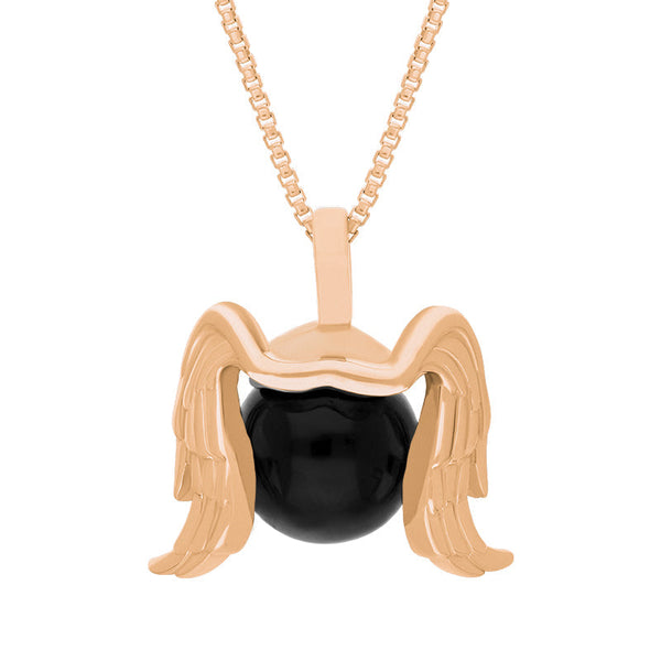 18ct Rose Gold Whitby Jet Zodiac Virgo 10mm Bead Pendant, P3628.