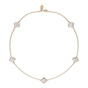 18ct Rose Gold WHITE MOP Bloom Four Leaf Clover Necklace, N1128