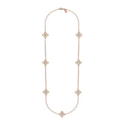 18ct Rose Gold WHITE MOP Bloom Long Marquise Flower Necklace