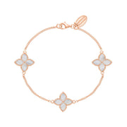 18ct Rose Gold WHITE MOP Bloom Marquise Flower Bracelet