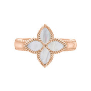 18ct Rose Gold White Mother of Pearl Eden Marquise Flower Ring