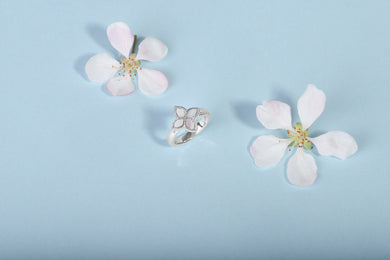 18ct Rose Gold White Mother of Pearl Eden Marquise Flower Ring