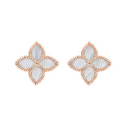 18ct Rose Gold White Mother of Pearl Eden Marquise Flower Stud Earrings