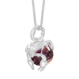 18ct White Gold Blue John Zodiac Scorpio 10mm Bead Pendant, P3618.