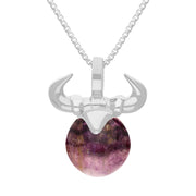 18ct White Gold Blue John Zodiac Taurus 10mm Bead Pendant, P3621.