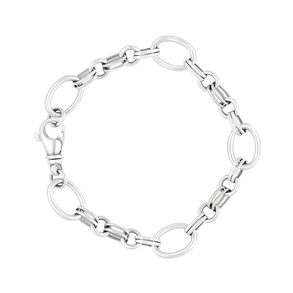 18ct White Gold Double Link Handmade Bracelet C057BR