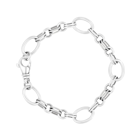 18ct White Gold Double Link Handmade Bracelet C057BR