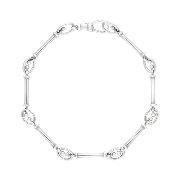 18ct White Gold Handmade Baton Link Bracelet C015BR